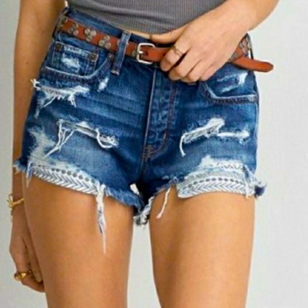 AE American Eagle High-Waisted Denim Festival Short Dark Wash Size 14